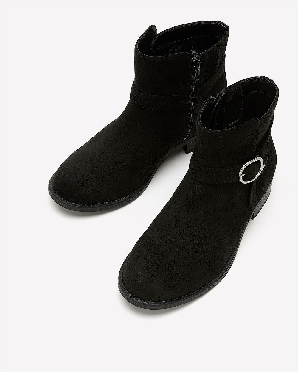 Extra Wide Width, Microsuede Bootie with Foldover Buckle Black
