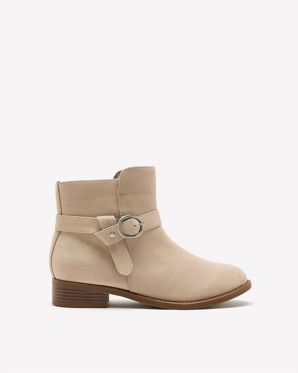 Extra Wide Width, Microsuede Bootie with Foldover Buckle Taupe