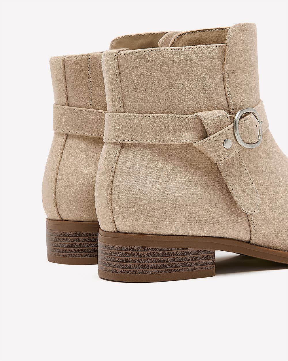 Extra Wide Width, Microsuede Bootie with Foldover Buckle Taupe