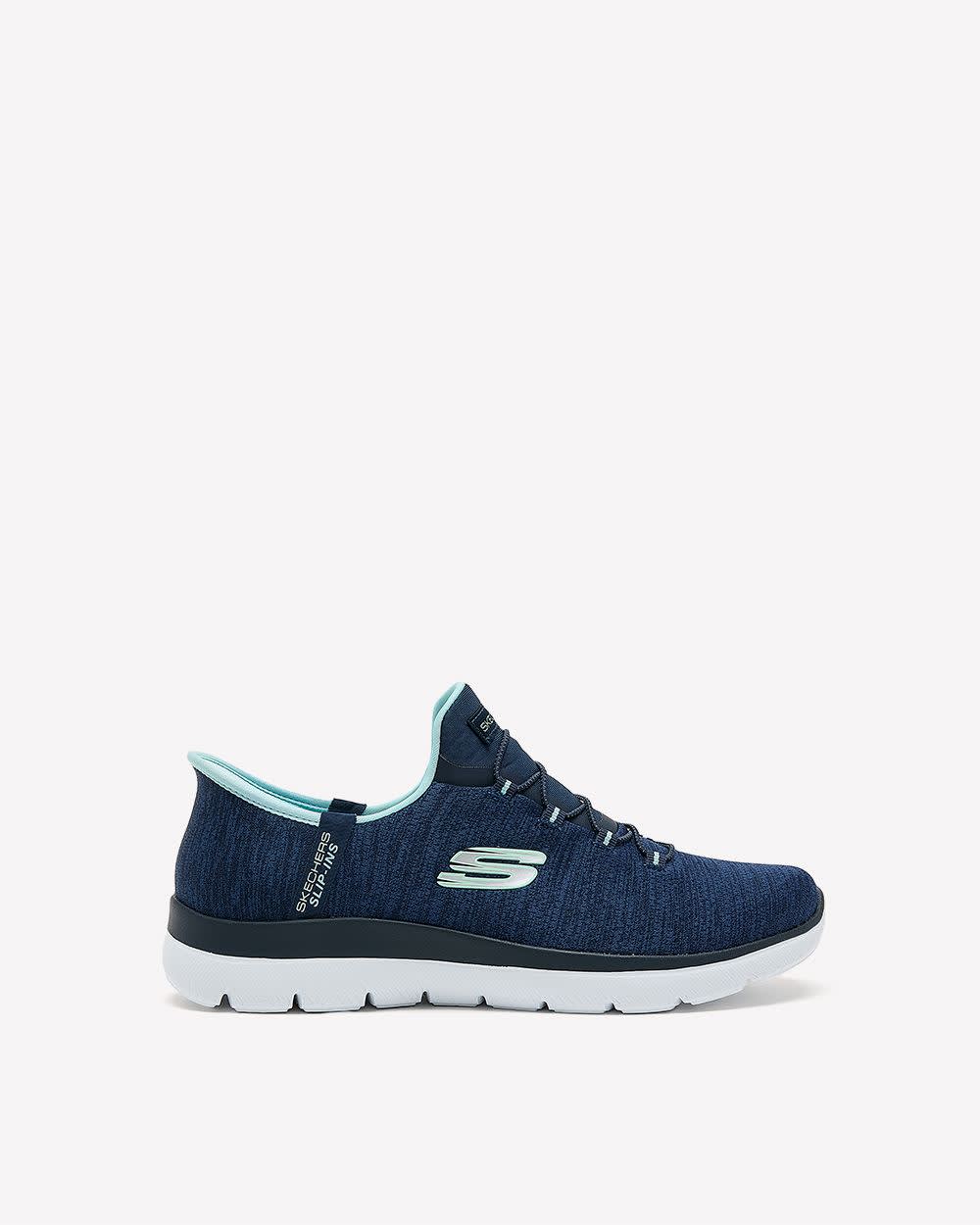 Wide Width, Summits Heather Mesh Bungee Slip-On Shoe - Skechers Navy-