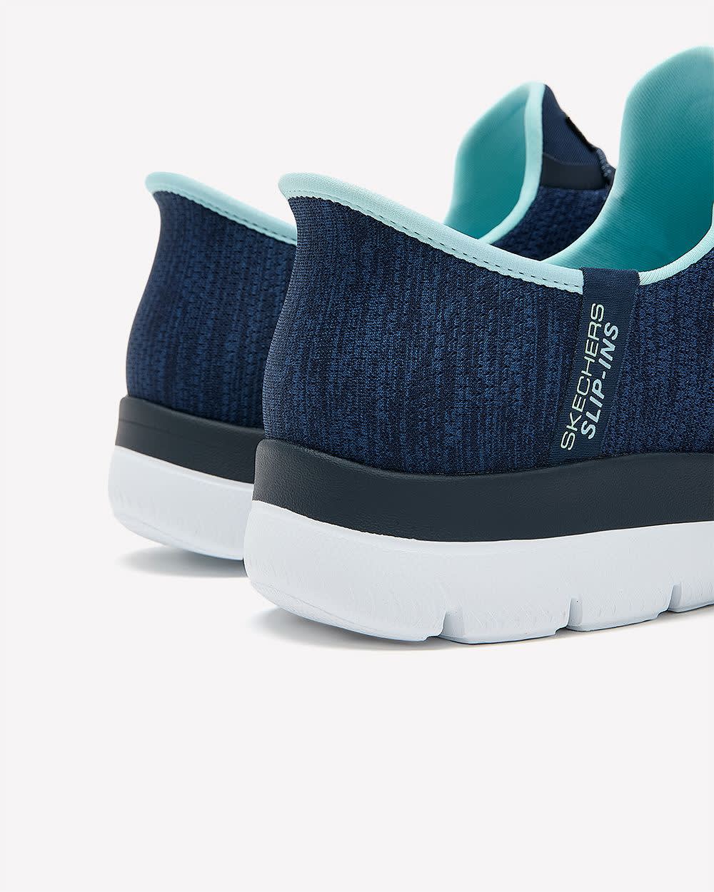 Wide Width, Summits Heather Mesh Bungee Slip-On Shoe - Skechers Navy-