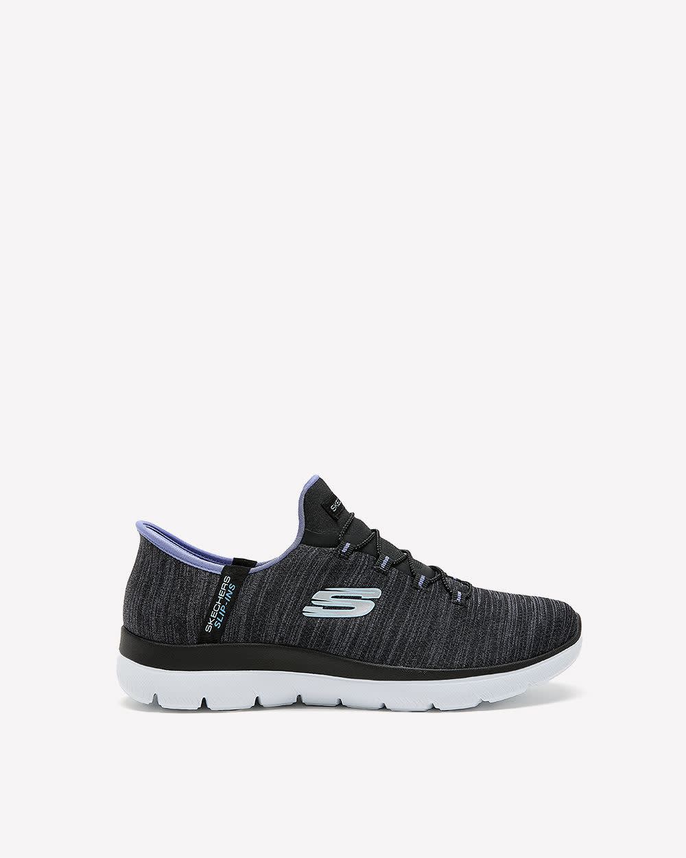 Wide Width, Summits Heather Mesh Bungee Slip-On Shoe - Skechers Black