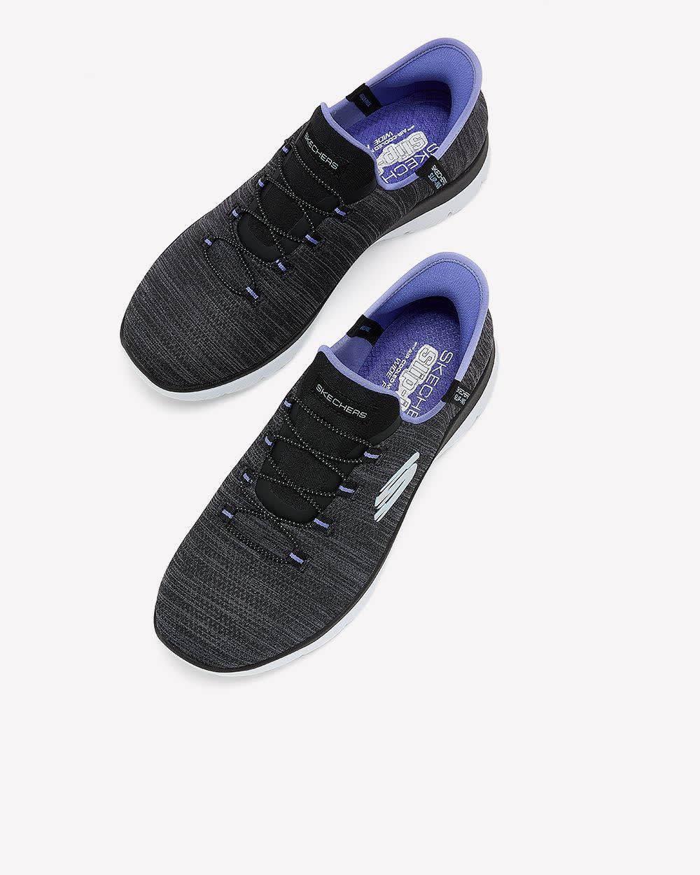 Wide Width, Summits Heather Mesh Bungee Slip-On Shoe - Skechers Black