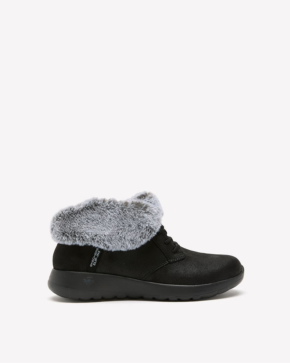 Wide Width, Cozy Charm Lace-Up Winter Boot - Skechers Black