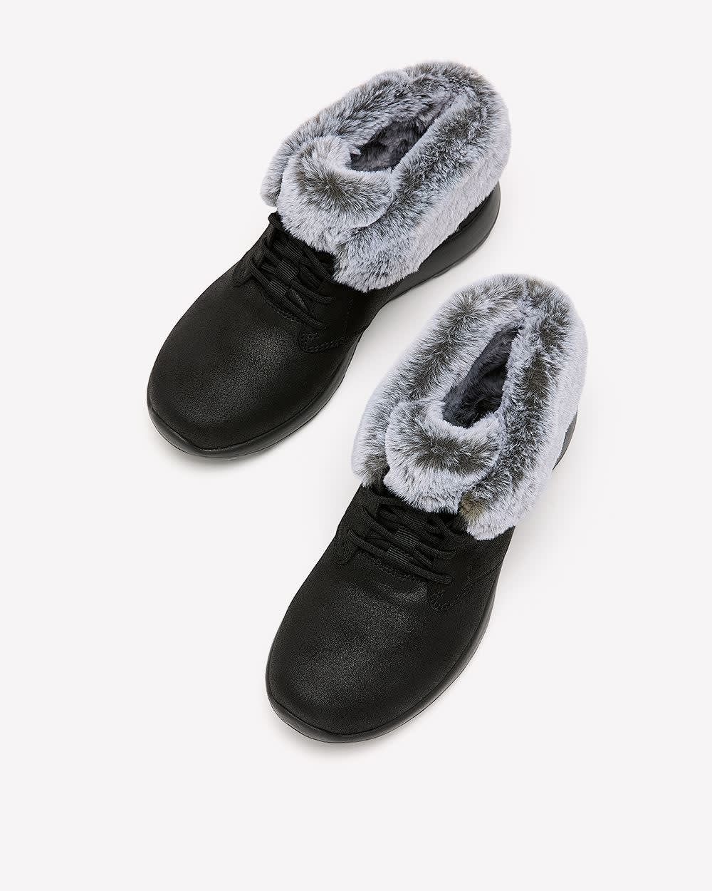 Wide Width, Cozy Charm Lace-Up Winter Boot - Skechers Black