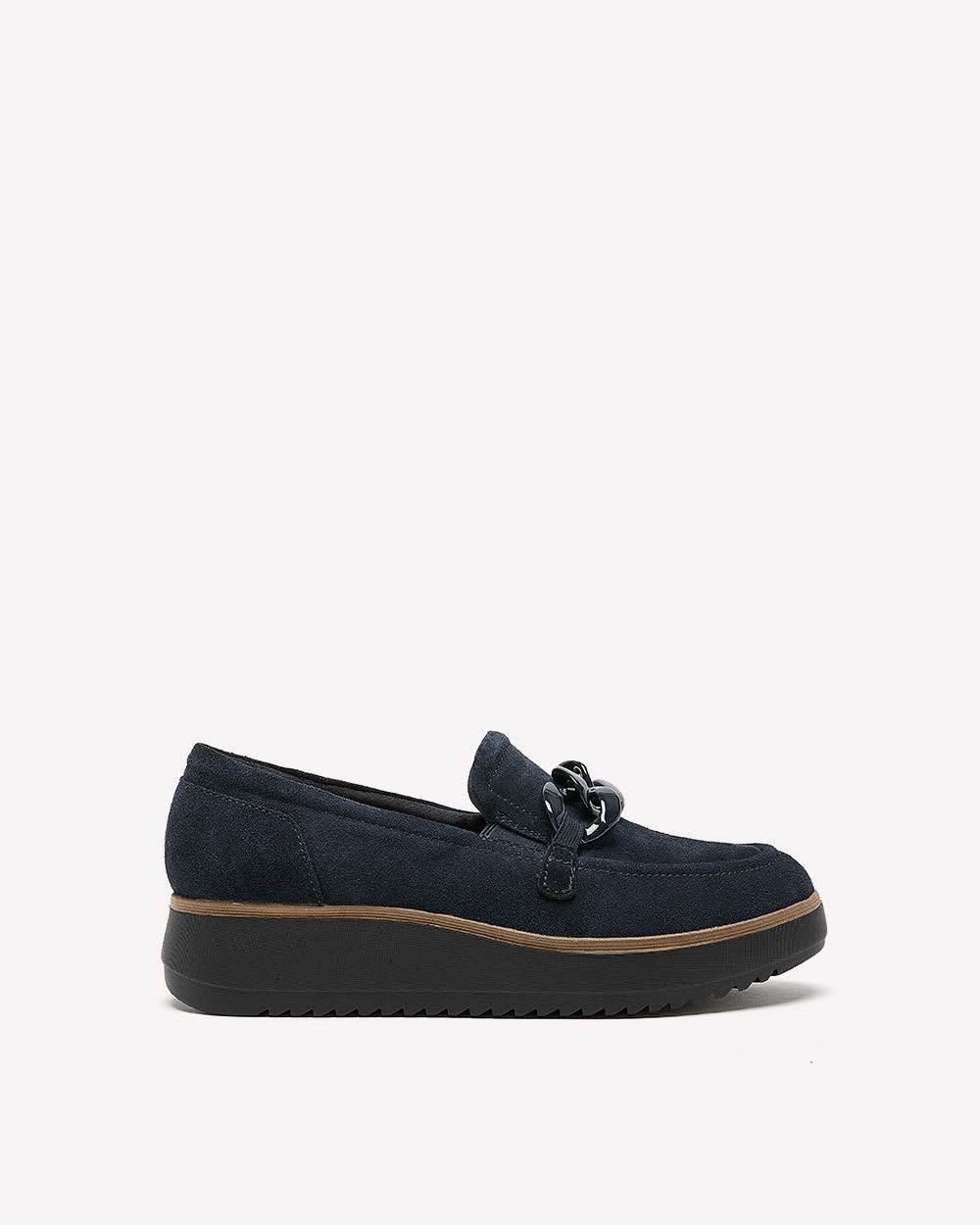 Wide Width, Black Zylah May Loafer with Buckle - Clarks Navy-