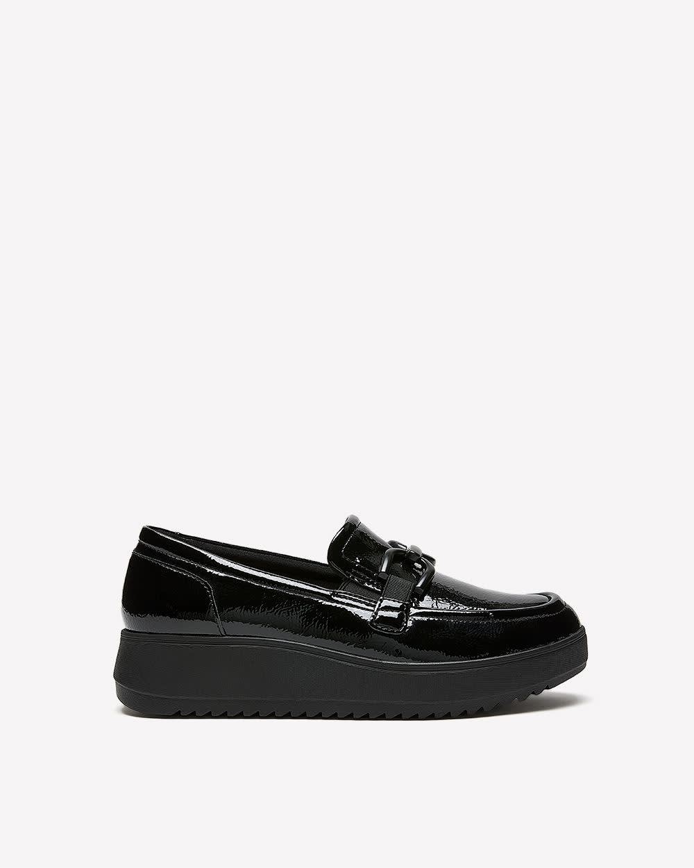 Wide Width, Black Zylah May Loafer with Buckle - Clarks Black patent
