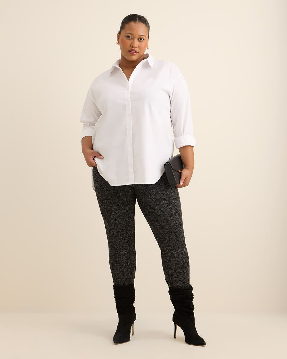 Black Glittery Textured Fashion Legging Black