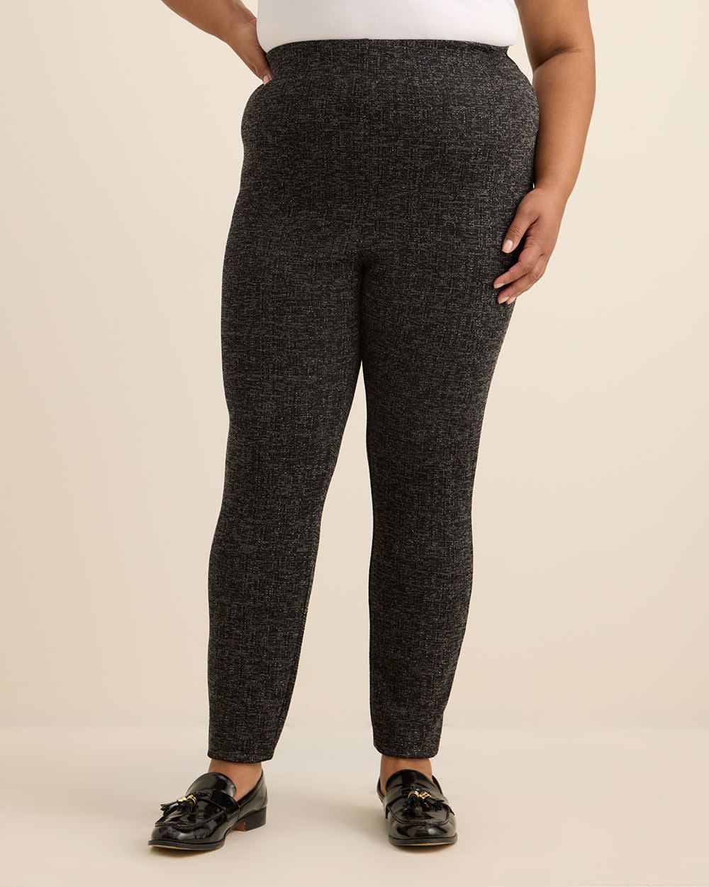 Black Glittery Textured Fashion Legging Black