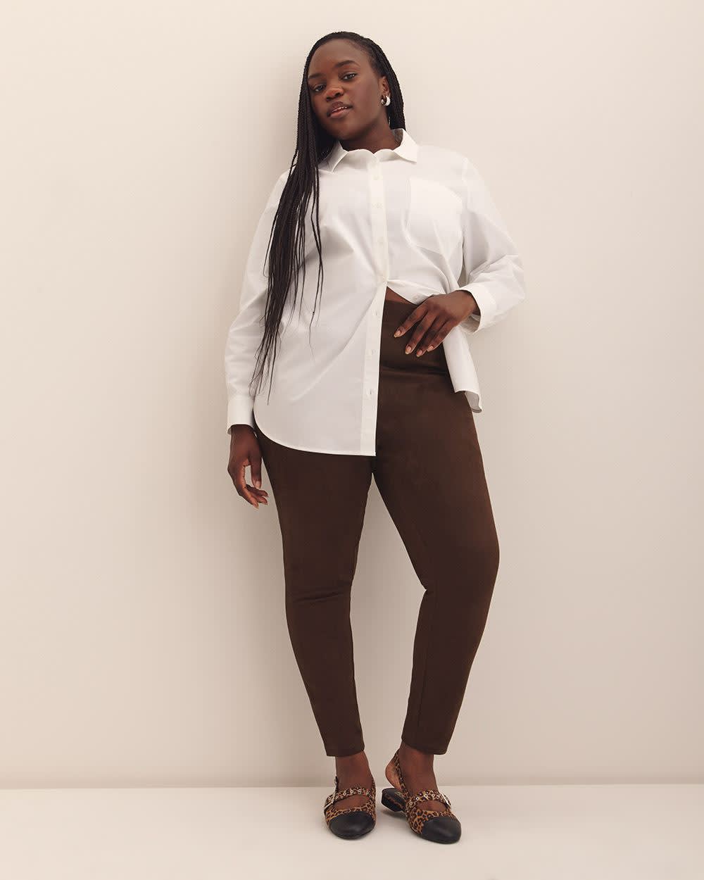 Brown Faux-Suede Fashion Legging Chicory coffee