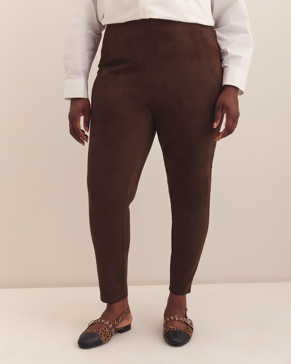 Brown Faux-Suede Fashion Legging Chicory coffee