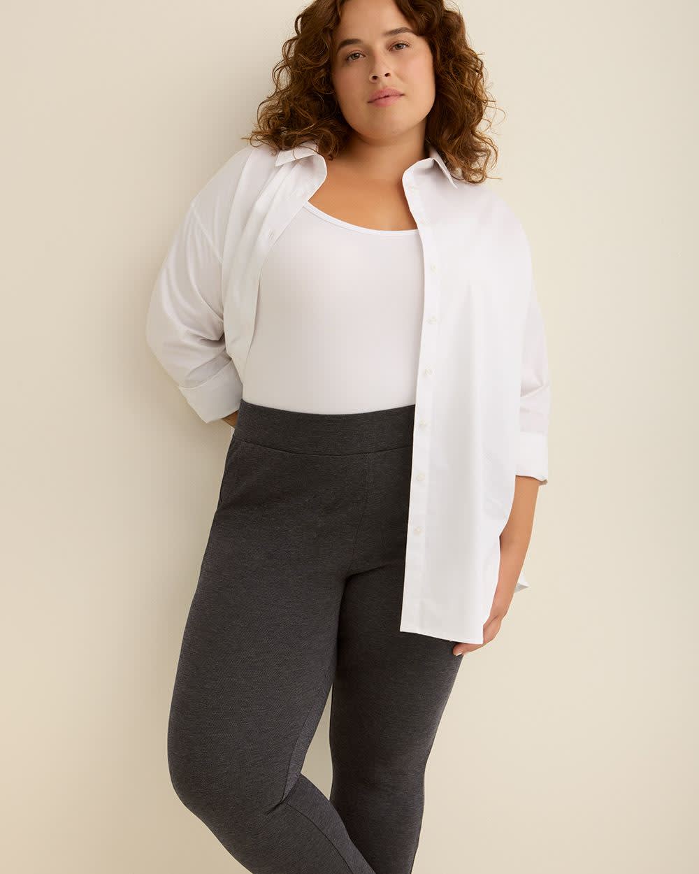 Heather Blue Ponte de Roma Legging with Pockets Grey blue heather
