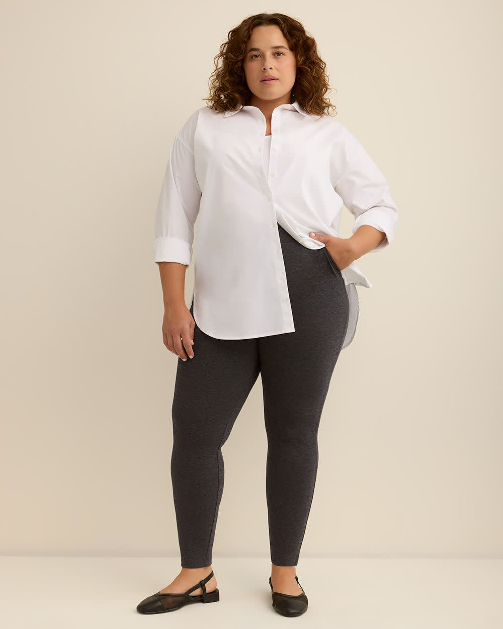 Heather Blue Ponte de Roma Legging with Pockets Grey blue heather