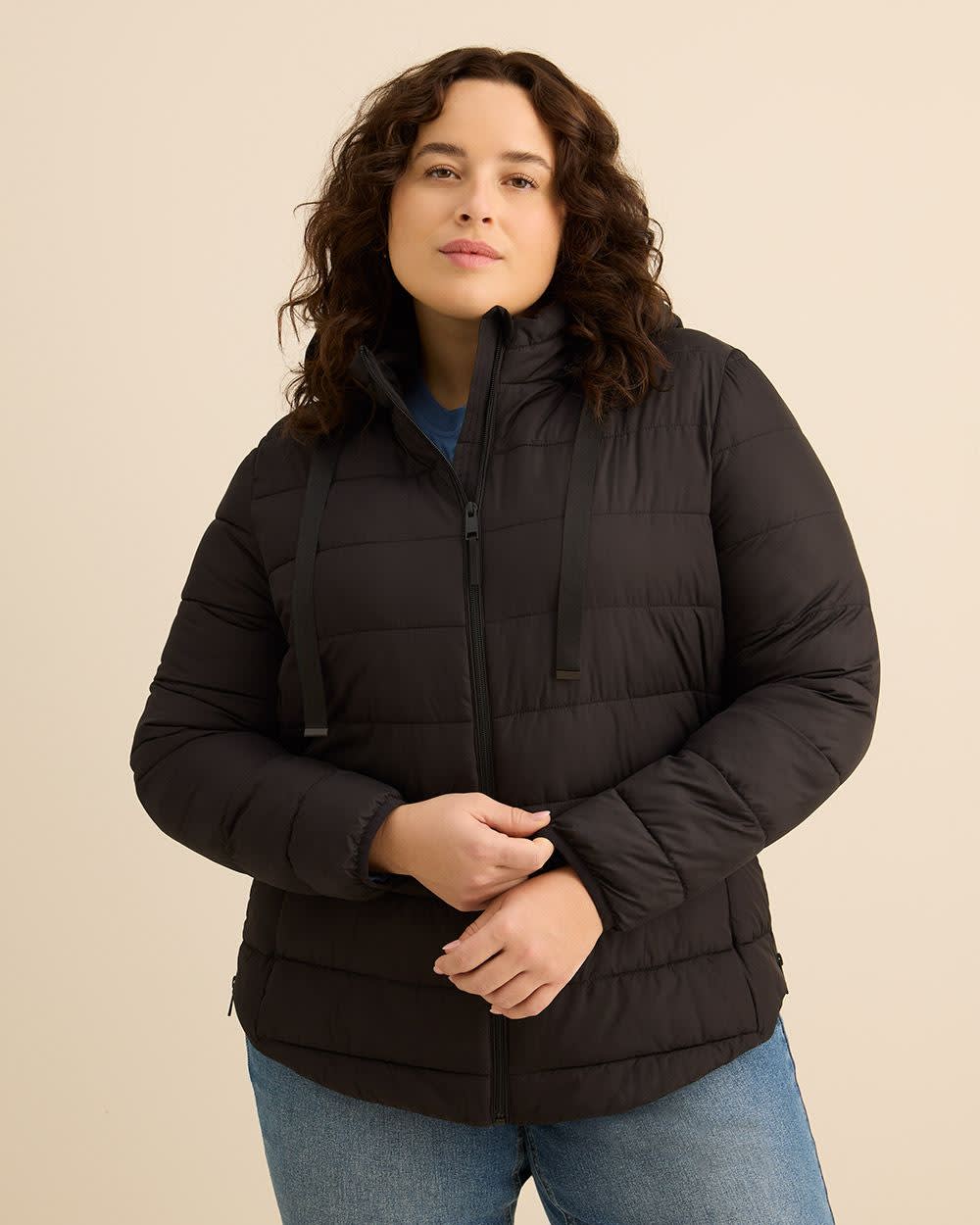 Packable Jacket with Removable Hood Black