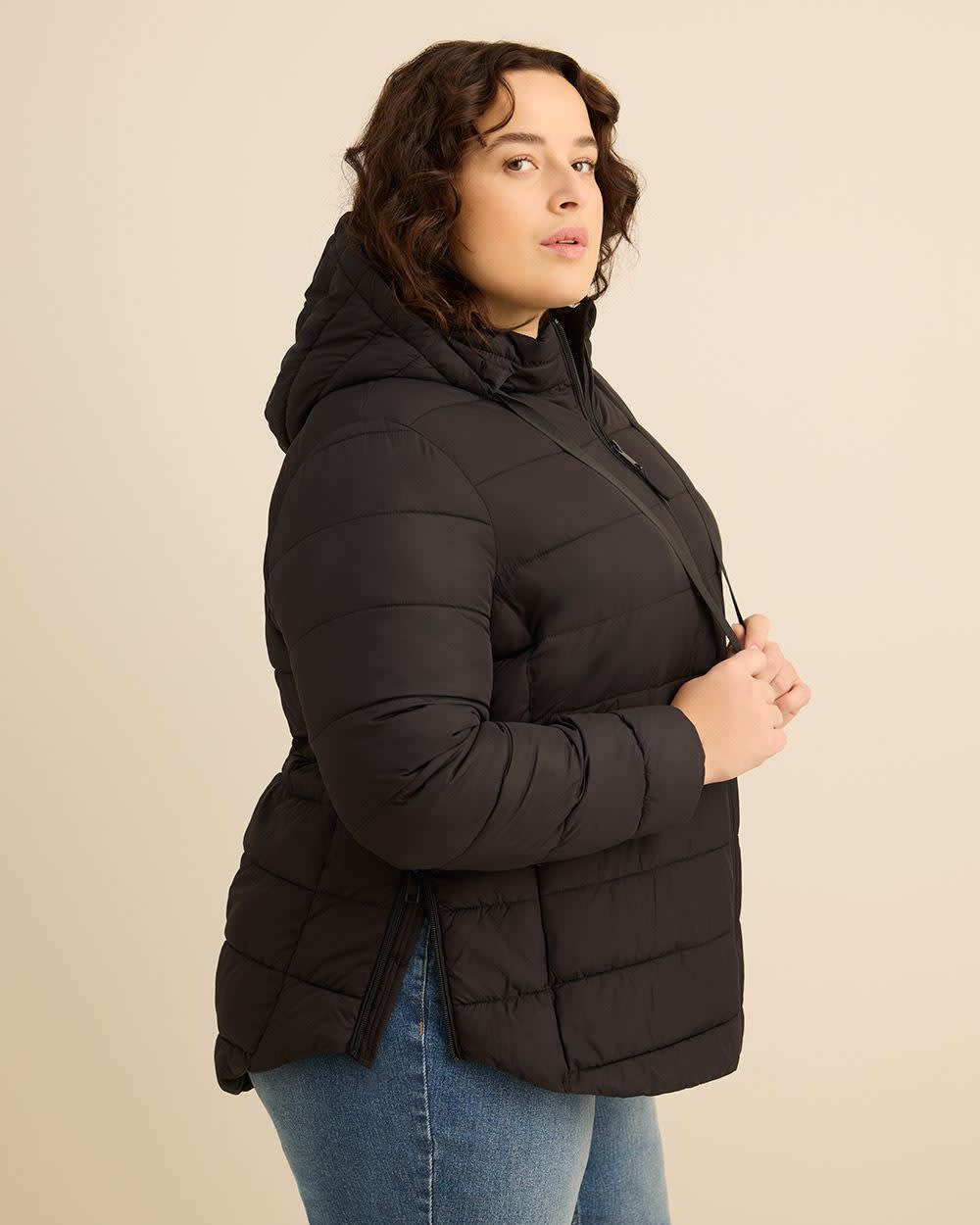 Packable Jacket with Removable Hood Black