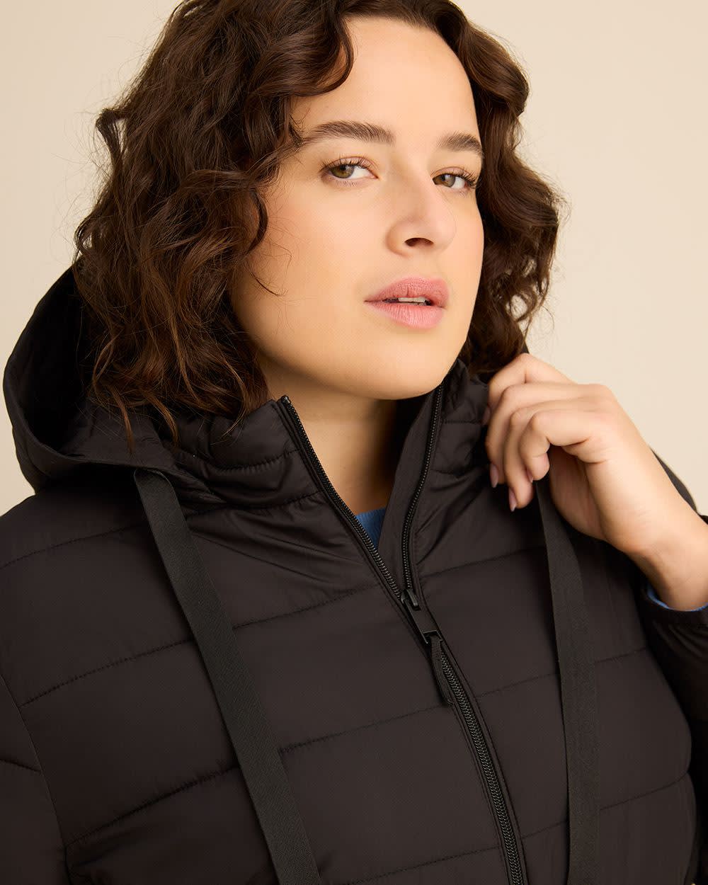Packable Jacket with Removable Hood Black