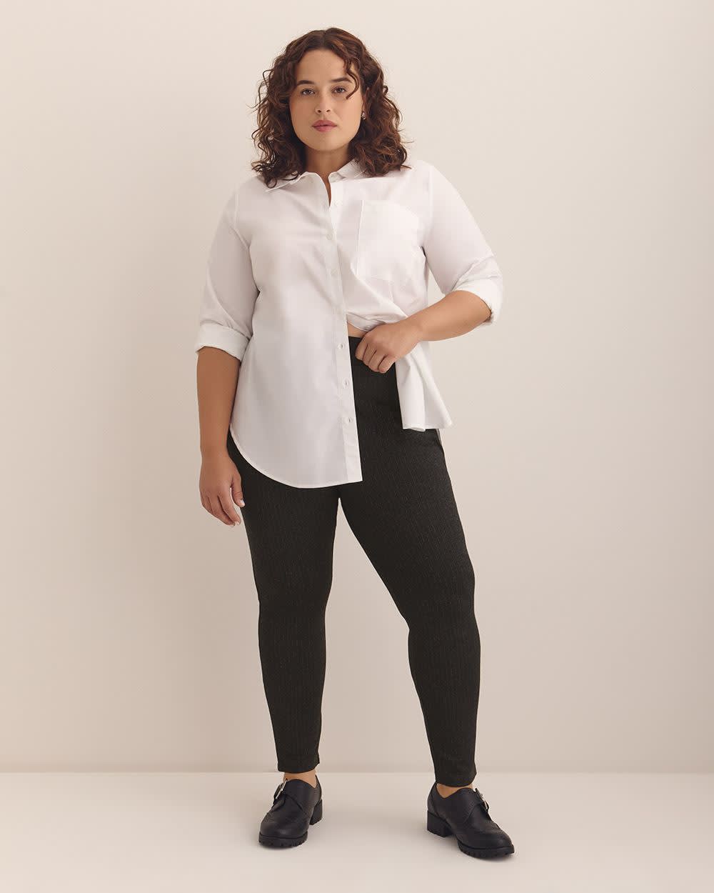 Grey Pinstripe Tummy Control Legging Dark grey mix - 1 Grey Pinstripe Tummy Control Legging Dark grey mix -