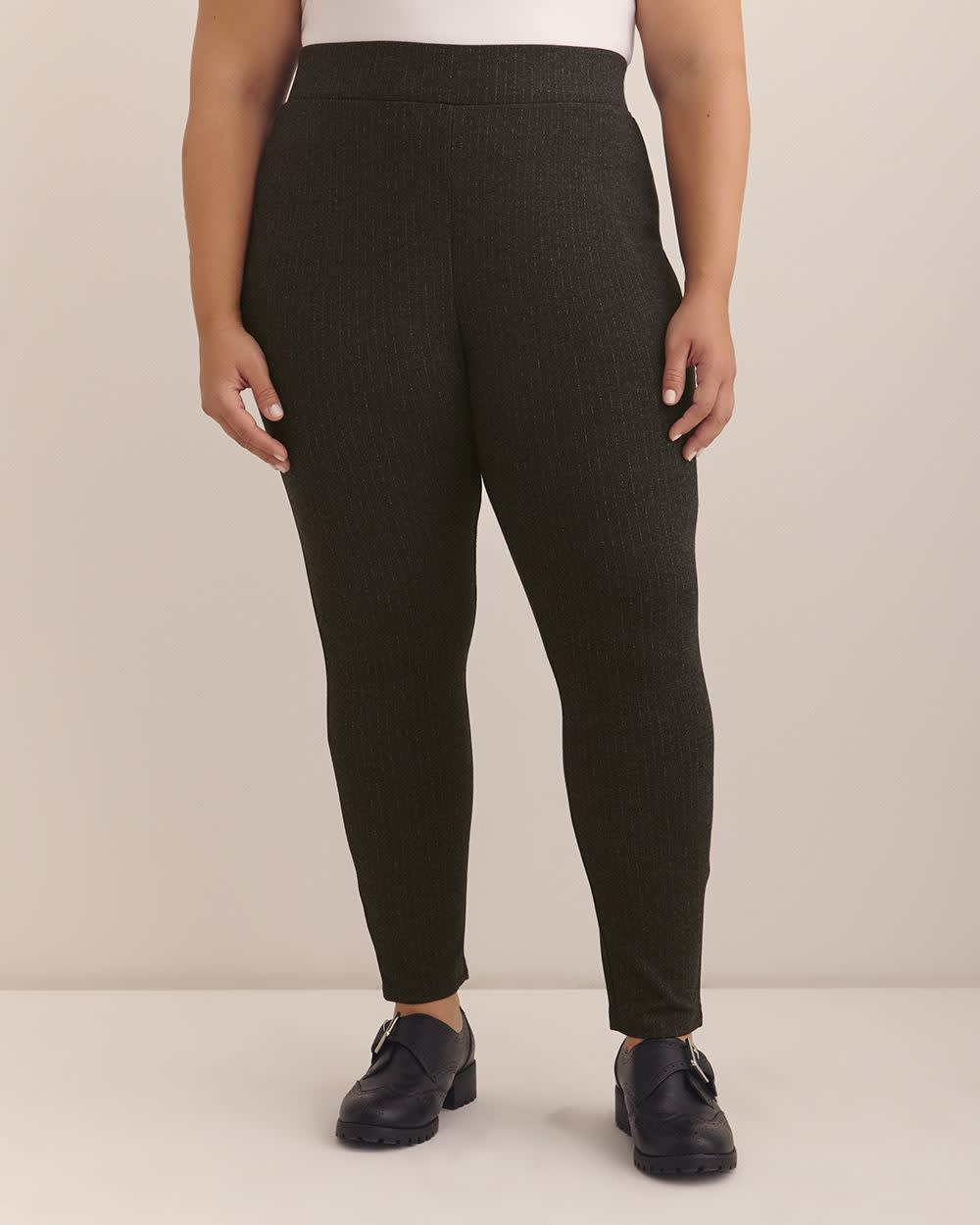 Grey Pinstripe Tummy Control Legging Dark grey mix - 2 Grey Pinstripe Tummy Control Legging Dark grey mix -