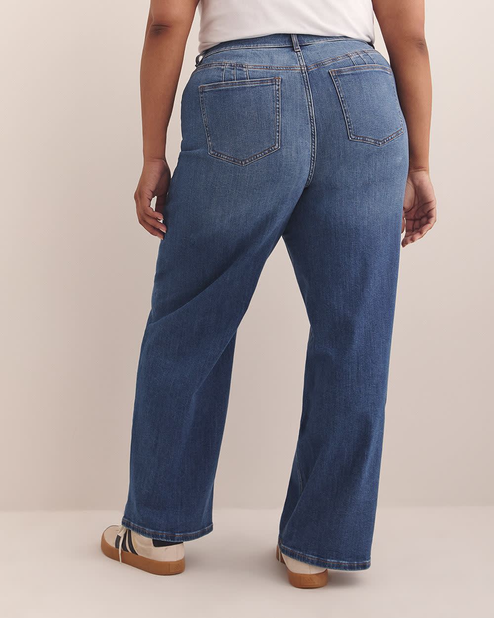 Petite, Curvy-Fit Wide-Leg Denim Pant - d/C JEANS Medium blue denim