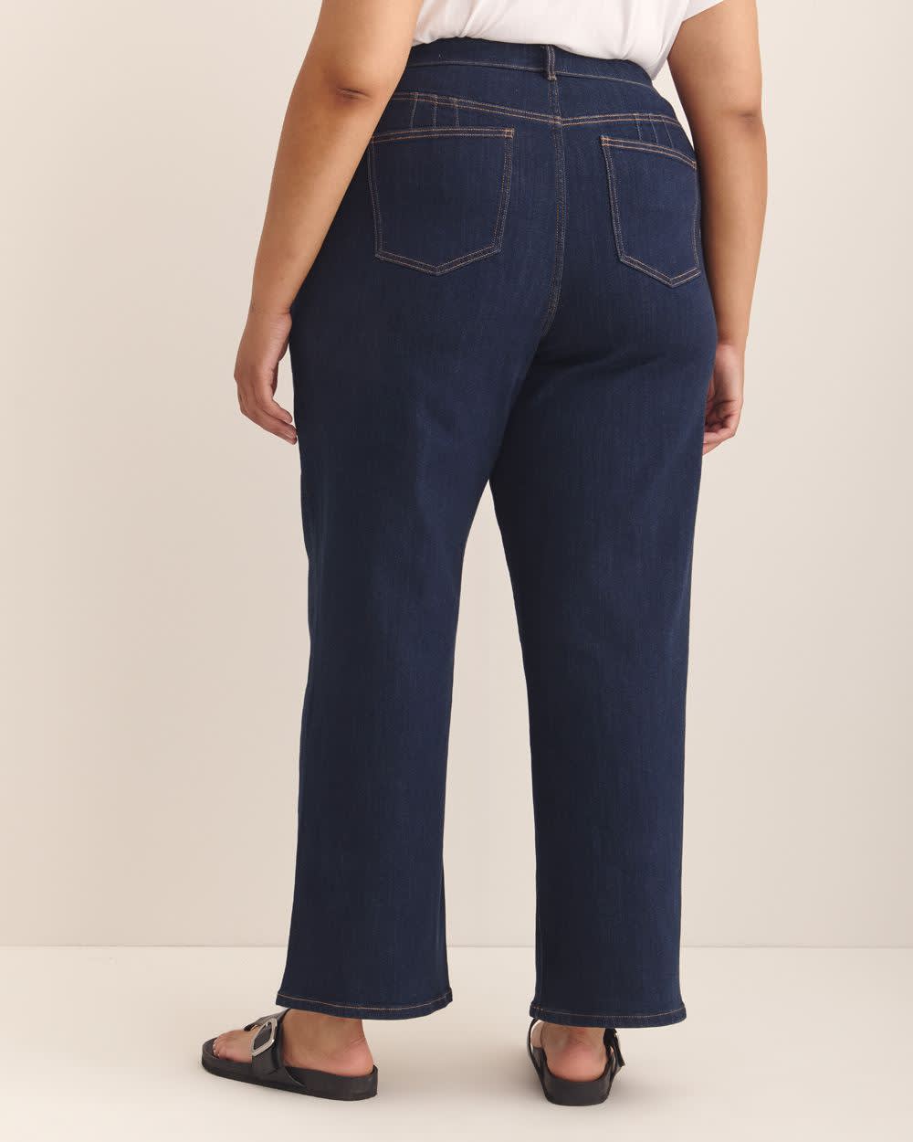 Petite, Curvy-Fit Wide-Leg Denim Pant - d/C JEANS Rinse
