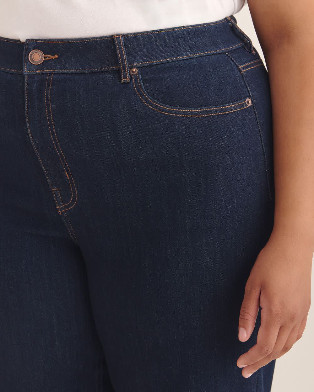 Petite, Curvy-Fit Wide-Leg Denim Pant - d/C JEANS Rinse