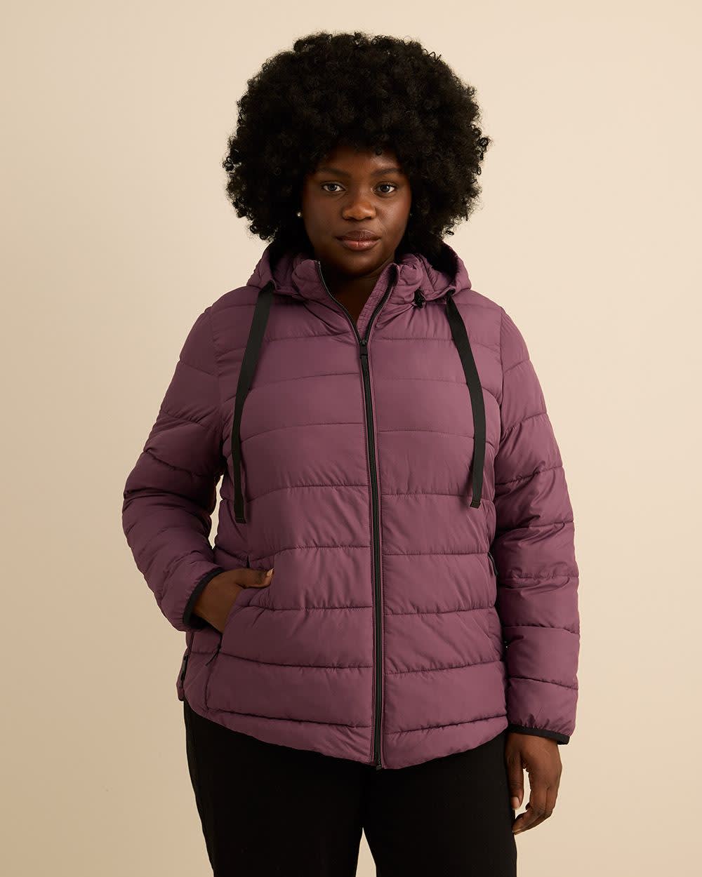 Packable Jacket with Removable Hood Plum wine 1 Packable Jacket with Removable Hood Plum wine