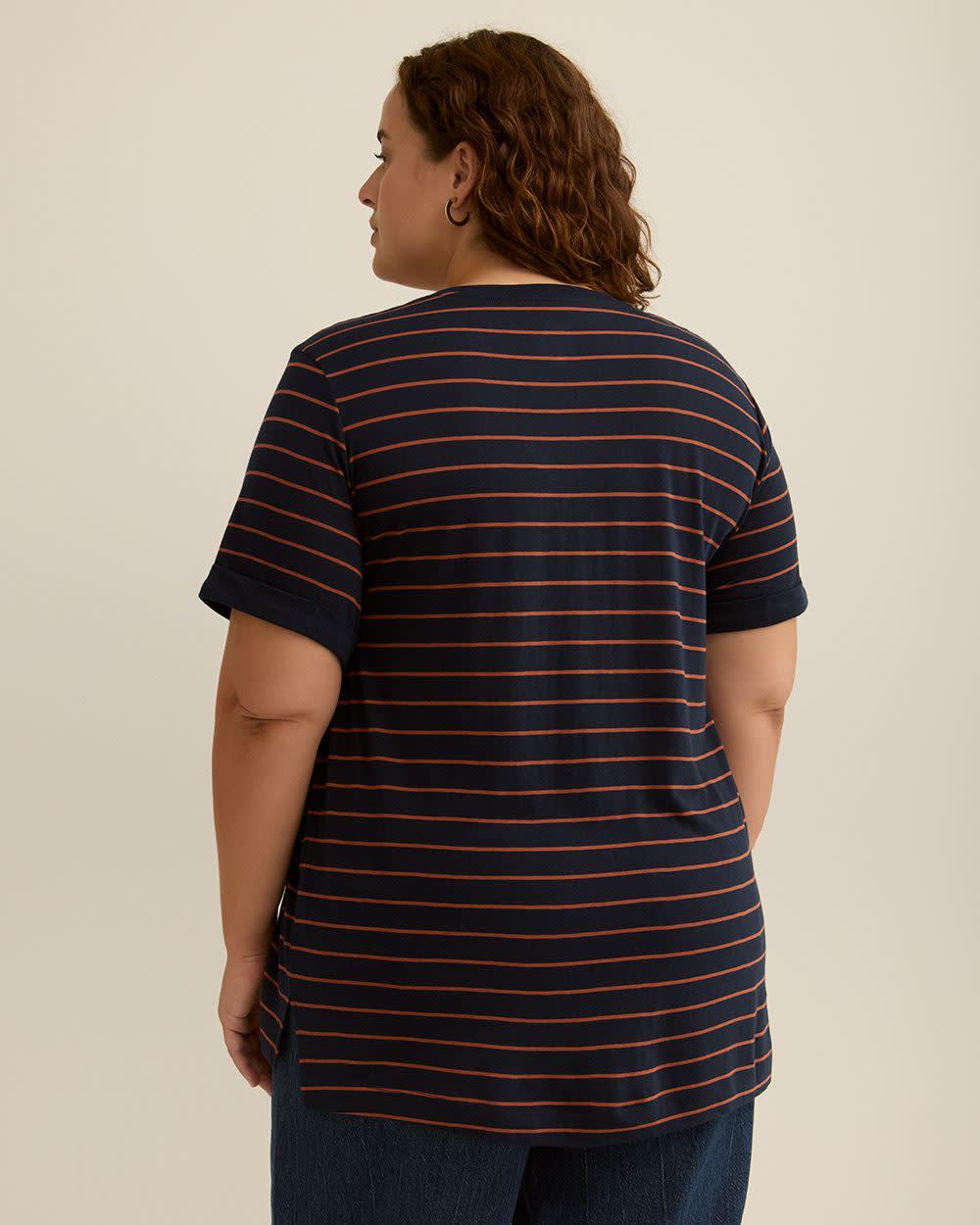 Responsible, Striped Boyfriend-Fit Tee - PENN. Essentials Sky captain and coconut shell stripe 3 Responsible, Striped Boyfriend-Fit Tee - PENN. Essentials Sky captain and coconut shell stripe