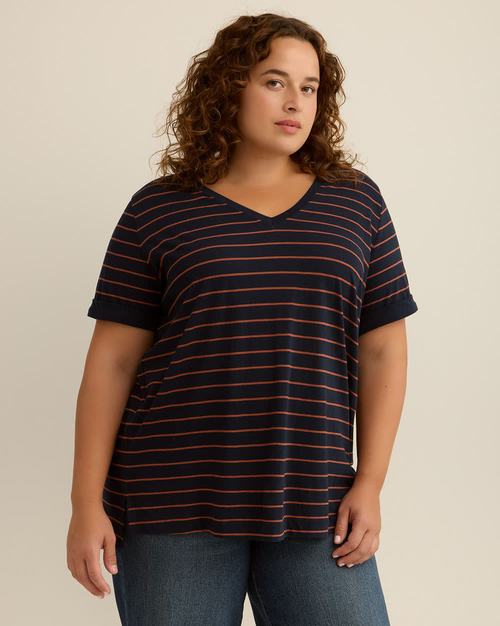 Responsible, Striped Boyfriend-Fit Tee - PENN. Essentials Sky captain and coconut shell stripe 4 Responsible, Striped Boyfriend-Fit Tee - PENN. Essentials Sky captain and coconut shell stripe
