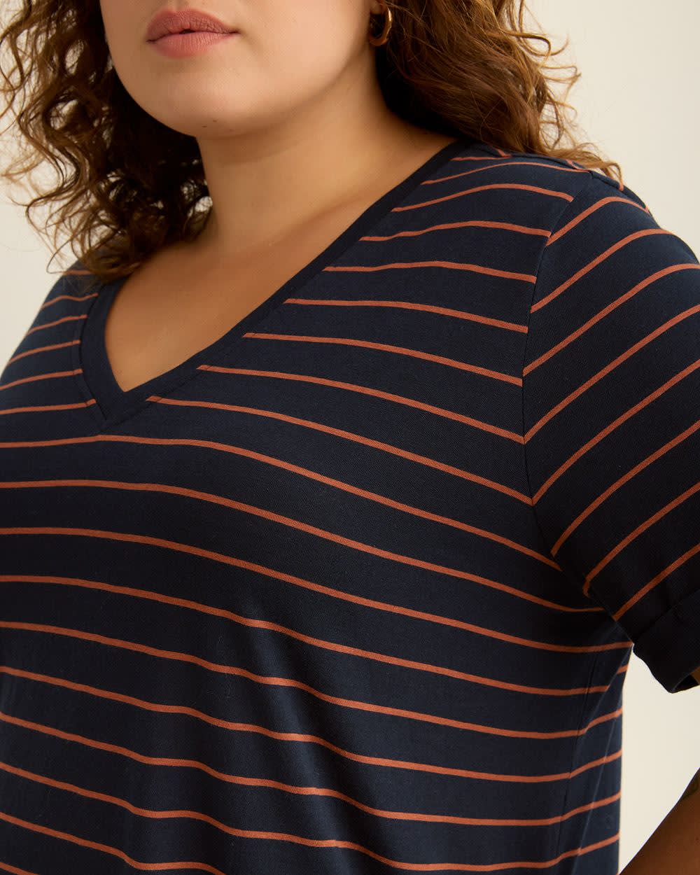 Responsible, Striped Boyfriend-Fit Tee - PENN. Essentials Sky captain and coconut shell stripe 5 Responsible, Striped Boyfriend-Fit Tee - PENN. Essentials Sky captain and coconut shell stripe