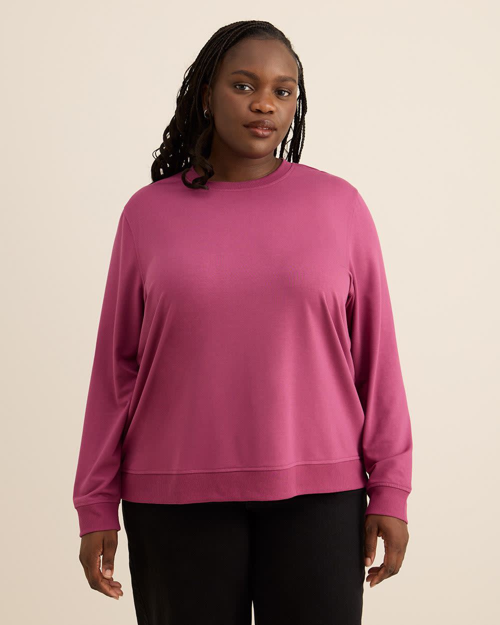Boyfriend-Fit Crewneck Sweatshirt - PENN. Essentials Damson