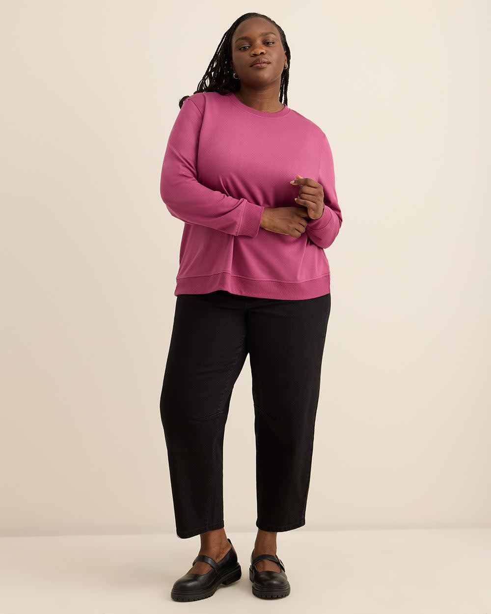 Boyfriend-Fit Crewneck Sweatshirt - PENN. Essentials Damson