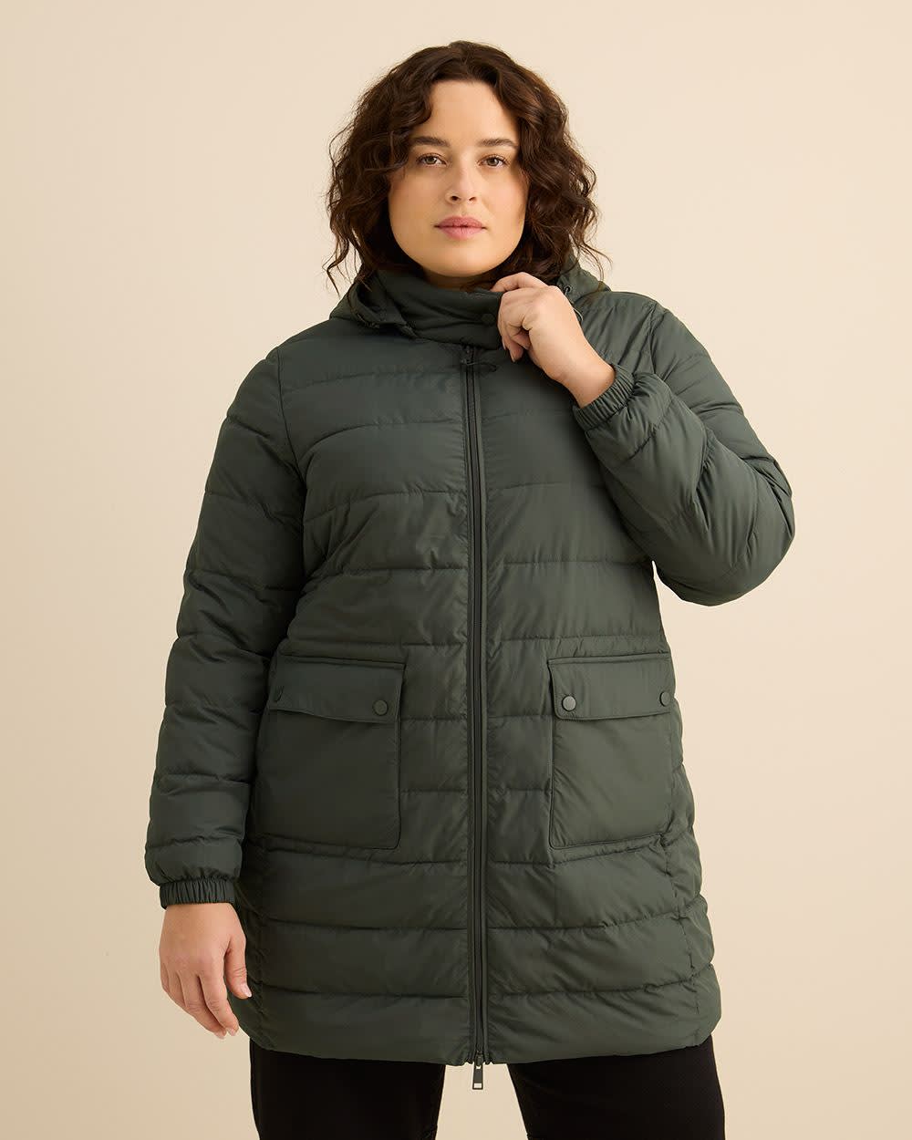 Long Packable Jacket with Removable Hood Urban chic
