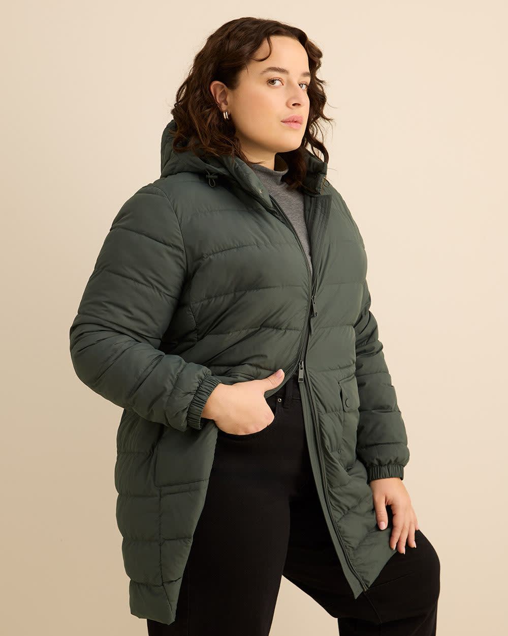 Long Packable Jacket with Removable Hood Urban chic