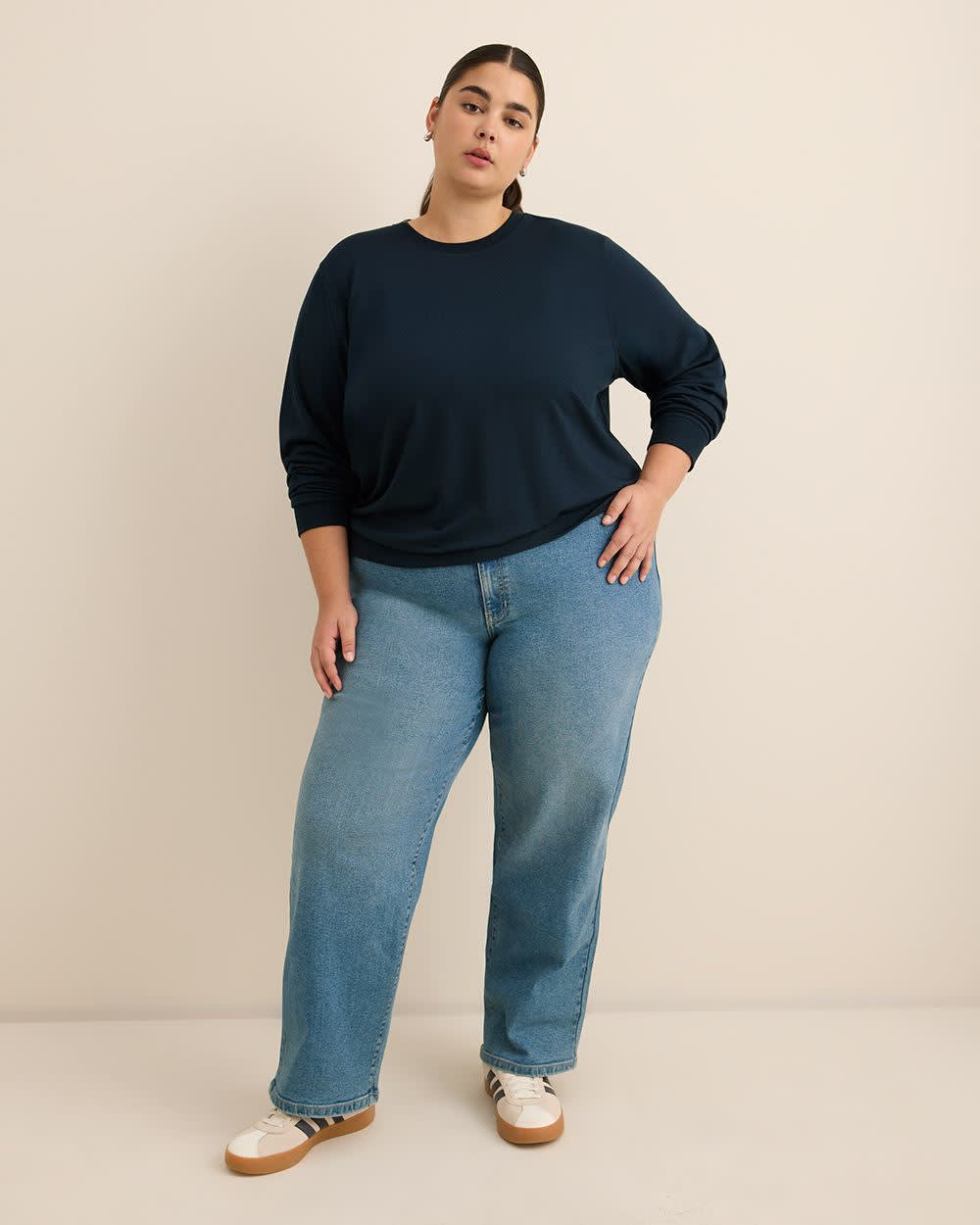 Boyfriend-Fit Crewneck Sweatshirt - PENN. Essentials Sky captain