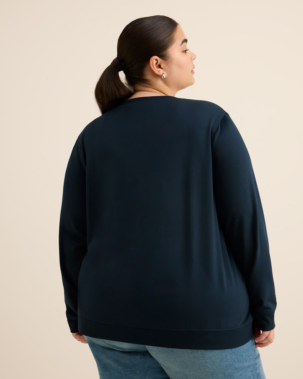 Boyfriend-Fit Crewneck Sweatshirt - PENN. Essentials Sky captain
