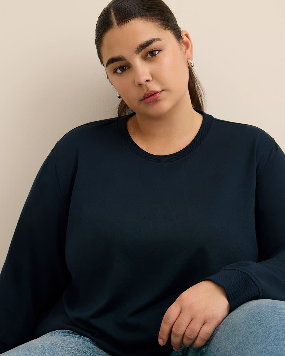 Boyfriend-Fit Crewneck Sweatshirt - PENN. Essentials Sky captain