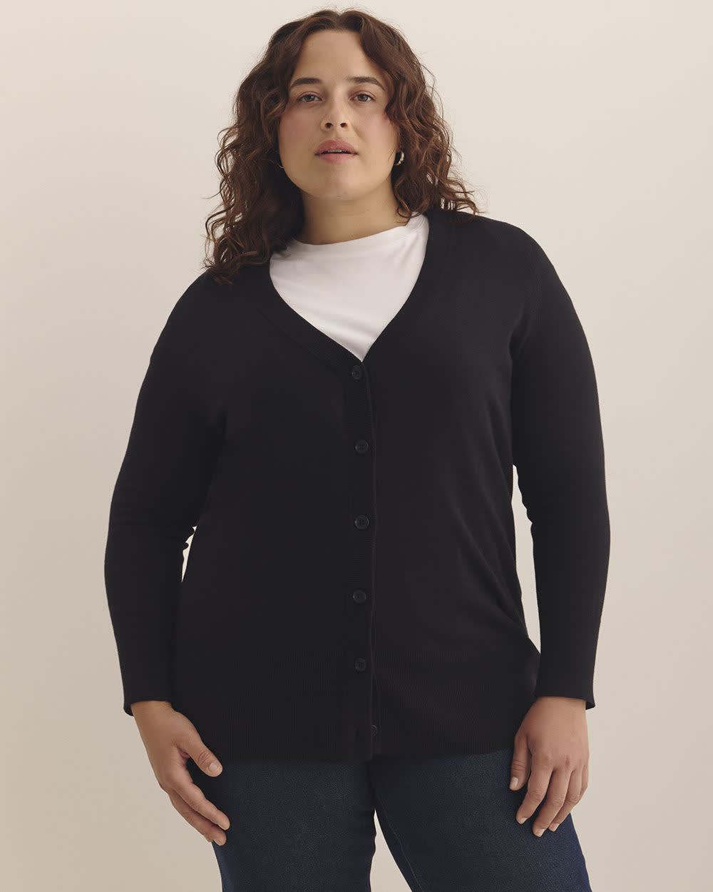 Responsible, Cotton-Blend Tunic Cardigan Black 2 Responsible, Cotton-Blend Tunic Cardigan Black