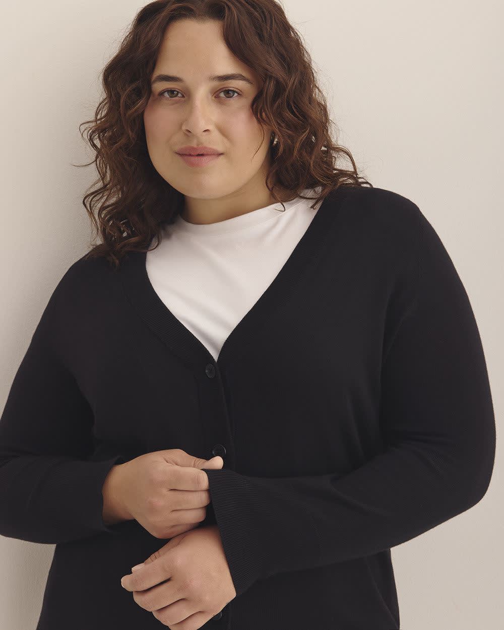 Responsible, Cotton-Blend Tunic Cardigan Black 4 Responsible, Cotton-Blend Tunic Cardigan Black