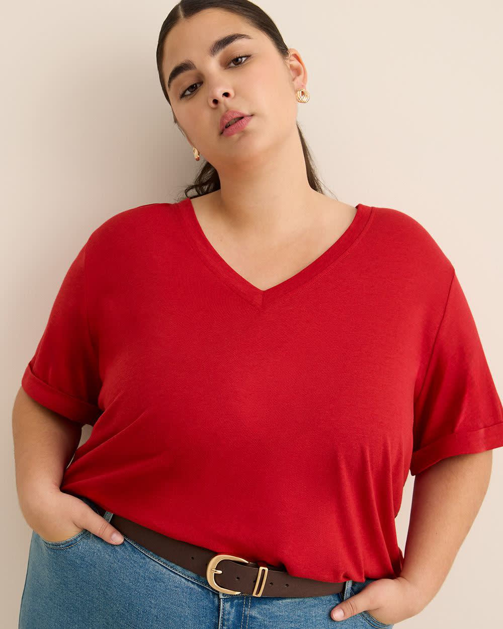 Responsible, Boyfriend-Fit Tee - PENN. Essentials Savvy Red