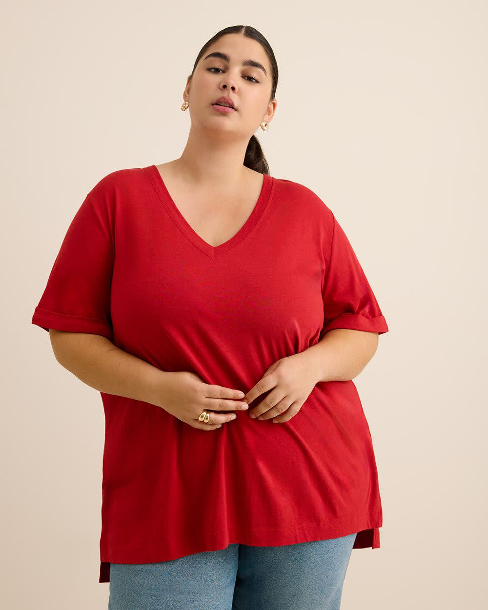 Responsible, Boyfriend-Fit Tee - PENN. Essentials Savvy Red