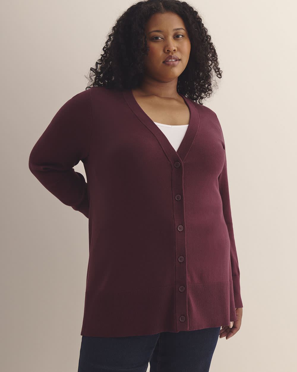 Responsible, Cotton-Blend Tunic Cardigan Windsor wine 1 Responsible, Cotton-Blend Tunic Cardigan Windsor wine
