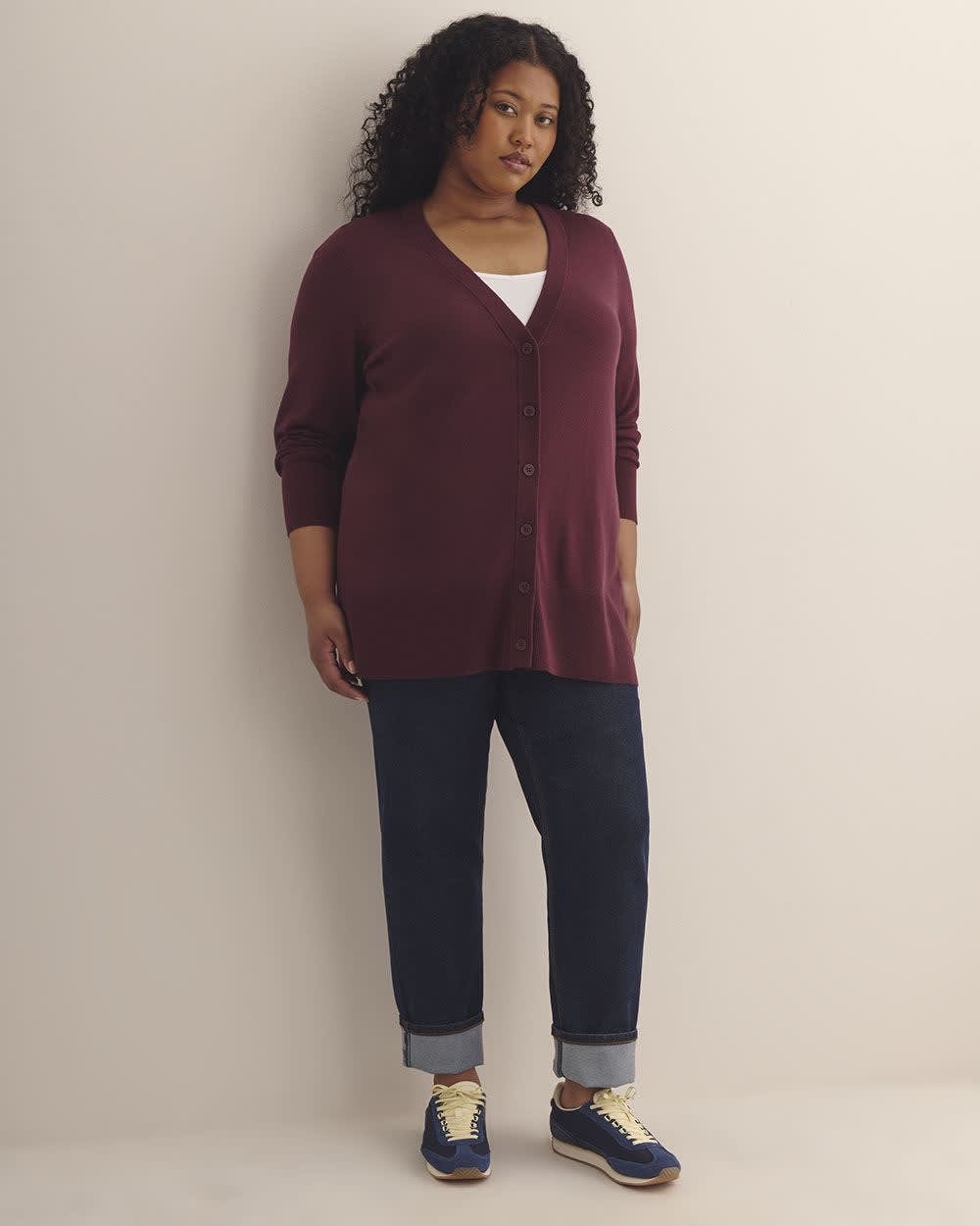 Responsible, Cotton-Blend Tunic Cardigan Windsor wine 2 Responsible, Cotton-Blend Tunic Cardigan Windsor wine