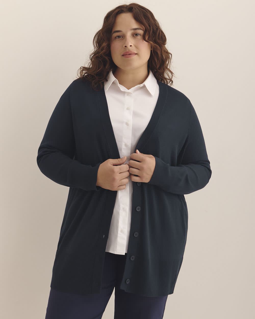 Responsible, Cotton-Blend Tunic Cardigan Sky captain 1 Responsible, Cotton-Blend Tunic Cardigan Sky captain