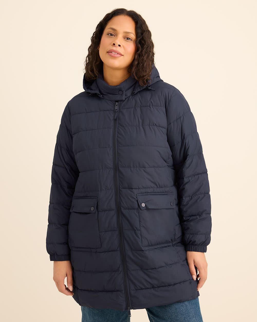 Long Packable Jacket with Removable Hood Overture
