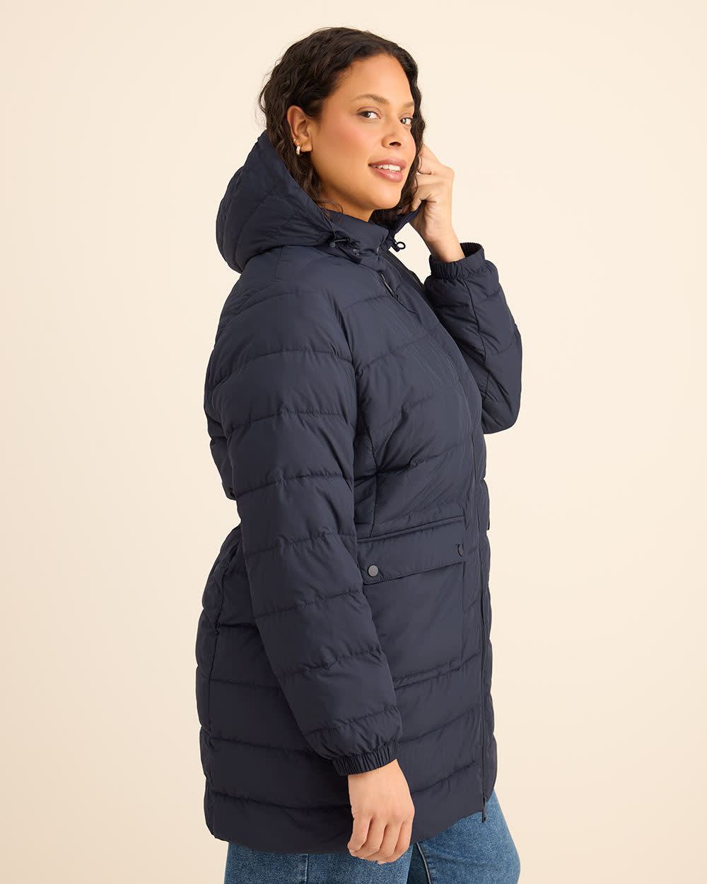 Long Packable Jacket with Removable Hood Overture