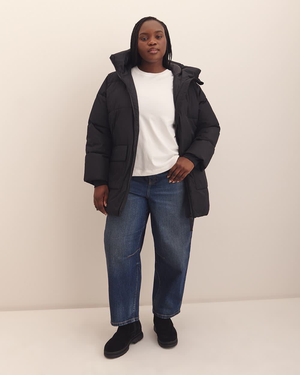 Short Hooded Puffer Jacket Black