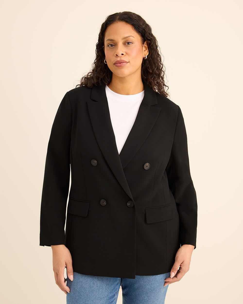 Black Double-Breasted City Blazer Black