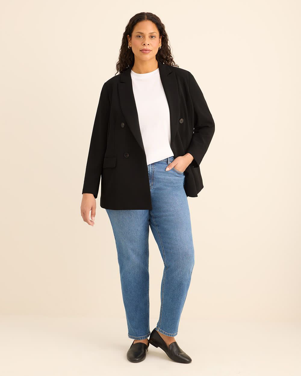 Black Double-Breasted City Blazer Black