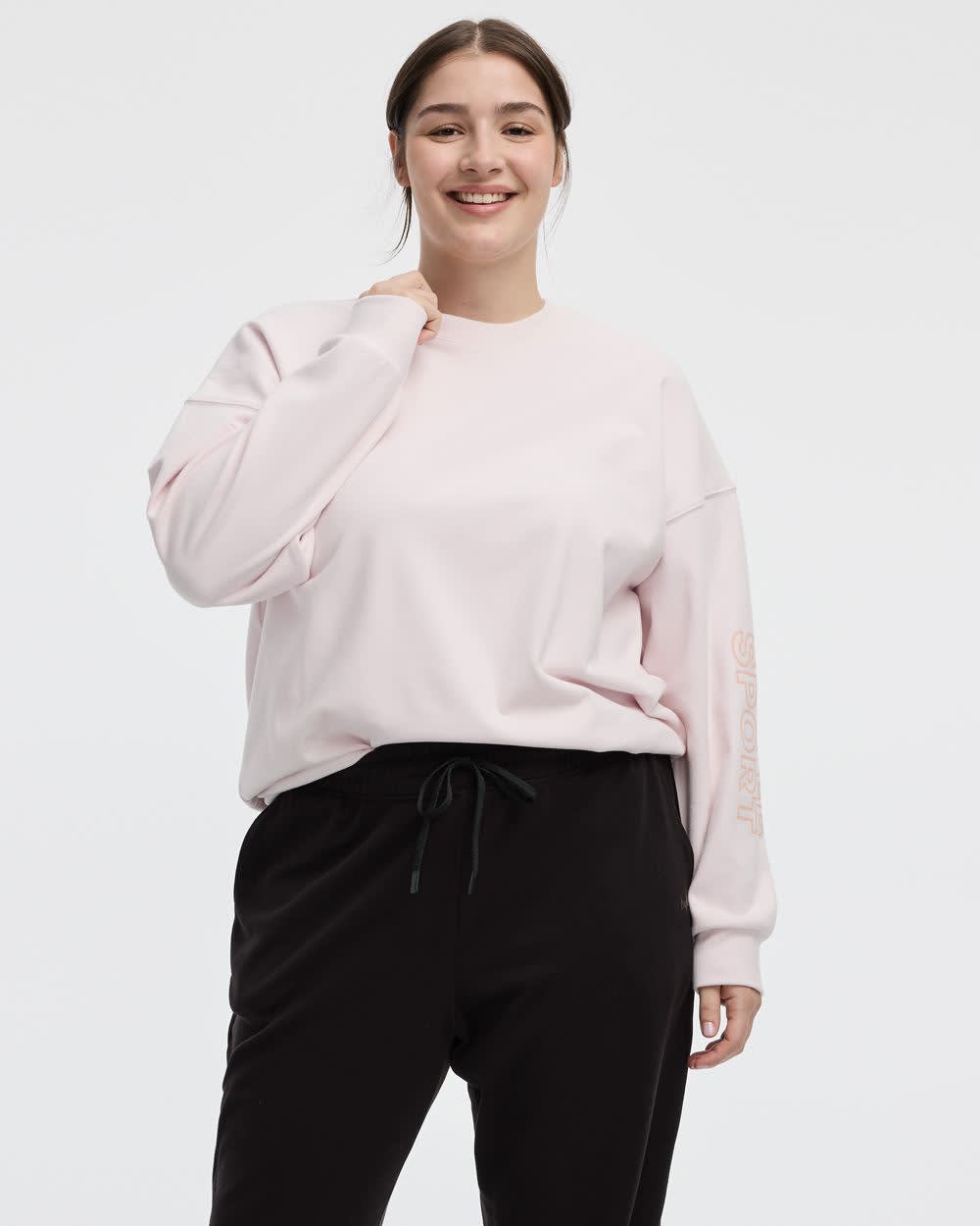 Long-Sleeve Crew-Neck Polar Fleece Sweater - Hyba Mauve morn