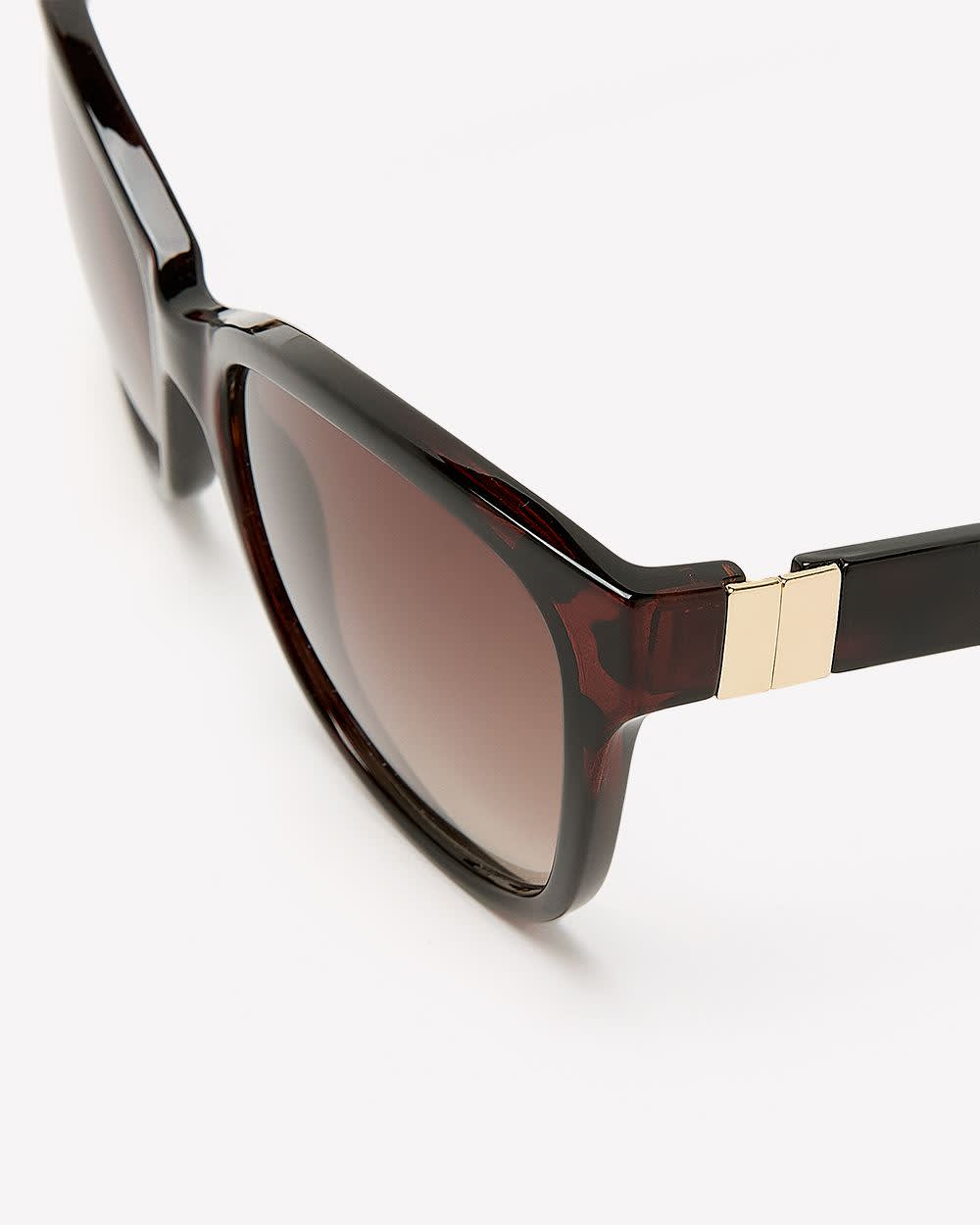 Wayfarer Sunglasses with Side Metal Detail Tortoise